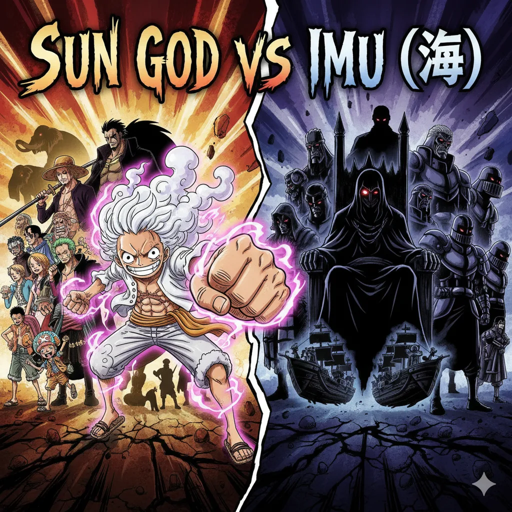 Luffy vs Imu - Elemental Conflict Conceptual art of Luffy versus Imu.